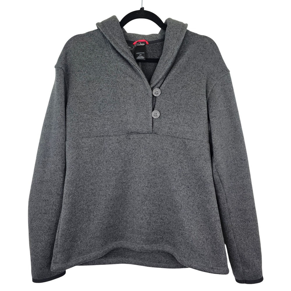 The North Face‎ Women's V-Neck 1/4 Button Up Fleece Pullover Grey Large